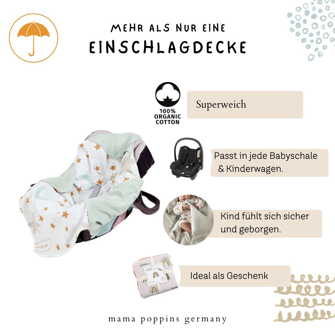 Einschlagdecke aus Bio-Baumwolle & Waffelstoff